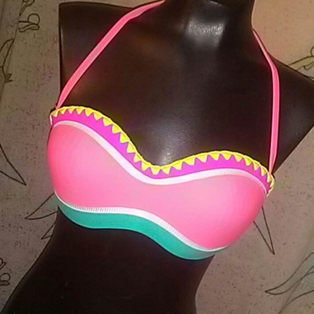 Pink, Green, Blue Bikini Top